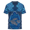 Australia Aboriginal Custom T-shirt - Blue Aboriginal Dot With Fish Personalised Photo T-shirt