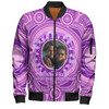 Australia Aboriginal Custom Bomber Jacket - Believe You Can And Hold Firmly Onto Your Dreams Personalised Photo (Purple) Bomber Jacket