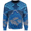 Australia Aboriginal Custom Sweatshirt - Blue Aboriginal Dot With Fish Personalised Photo Sweatshirt