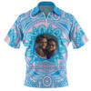 Australia Aboriginal Custom Zip Polo Shirt - Believe You Can And Hold Firmly Onto Your Dreams Personalised Photo (Blue) Zip Polo Shirt