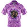 Australia Aboriginal Custom Zip Polo Shirt - Believe You Can And Hold Firmly Onto Your Dreams Personalised Photo (Purple) Zip Polo Shirt