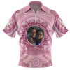 Australia Aboriginal Custom Zip Polo Shirt - Believe You Can And Hold Firmly Onto Your Dreams Personalised Photo (Pink) Zip Polo Shirt