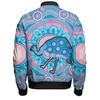 Australia Emu Aboriginal Custom Bomber Jacket - Blue Indigenous Dreamtime Emu Bomber Jacket