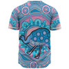 Australia Emu Aboriginal Custom Baseball Shirt - Blue Indigenous Dreamtime Emu Baseball Shirt