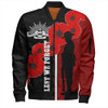 Australia Anzac Day Bomber Jacket - Lest We Forget Remebrance Day (Black) Bomber Jacket