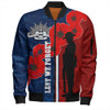 Australia Anzac Day Bomber Jacket - Lest We Forget Remebrance Day (Blue) Bomber Jacket