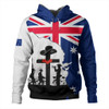 Australia Anzac Day Hoodie - Anzac Day With Map And Flag Australia Hoodie