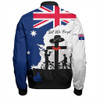 Australia Anzac Day Bomber Jacket - Anzac Day With Map And Flag Australia Bomber Jacket