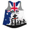 Australia Anzac Day Women Racerback Singlet - Anzac Day With Map And Flag Australia Women Racerback Singlet