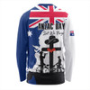 Australia Anzac Day Long Sleeve T-shirt - Anzac Day With Map And Flag Australia Long Sleeve T-shirt