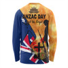 Australia Anzac Day Long Sleeve T-shirt - Anzac Day Flag Lest We Forget Long Sleeve T-shirt