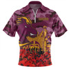 Brisbane Broncos Zip Polo Shirt - Brisbane Broncos Anzac Day Lest We Forget