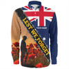 Australia Long Sleeve Shirt Custom Anzac Day Let We Forget Barbed Wire