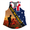 Australia Women Racerback Singlet Custom Anzac Day Let We Forget Barbed Wire