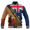 Australia Baseball Jacket Custom Anzac Day Let We Forget Barbed Wire