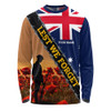 Australia Long Sleeve T-shirt Custom Anzac Day Let We Forget Barbed Wire