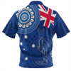 Australia Zip Polo Shirt Flag With Kangaroo Aboriginal