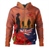 Australia Hoodie Lest We Forger Soldiers Flag With Poppy Flower