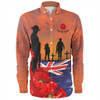 Australia Long Sleeve Shirt Lest We Forger Soldiers Flag With Poppy Flower