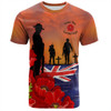 Australia T-Shirt Lest We Forger Soldiers Flag With Poppy Flower