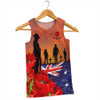 Australia Men Singlet Lest We Forger Soldiers Flag With Poppy Flower
