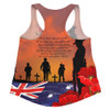 Australia Women Racerback Singlet Lest We Forger Soldiers Flag With Poppy Flower