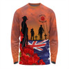 Australia Long Sleeve T-shirt Lest We Forger Soldiers Flag With Poppy Flower