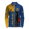 Parramatta Eels Long Sleeve Polo Shirt - Anzac Day Lest We Forget Poppy