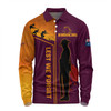 Brisbane Broncos Long Sleeve Polo Shirt - Anzac Day Lest We Forget Poppy