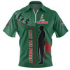 South Sydney Rabbitohs Zip Polo Shirt - Anzac Day Lest We Forget Poppy