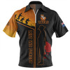 Wests Tigers Zip Polo Shirt - Anzac Day Lest We Forget Poppy