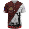 Australia Baseball Shirt - Anzac Day Poppy Flower And Barbed Wire