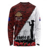 Australia Long Sleeve T-shirt - Anzac Day Poppy Flower And Barbed Wire