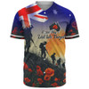 Australia Custom Baseball Shirt -  Anzac Day Soldiers With Australia Flag