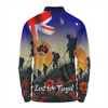 Australia Long Sleeve Polo Shirt -  Anzac Day Soldiers With Australia Flag