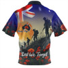 Australia Custom Zip Polo Shirt -  Anzac Day Soldiers With Australia Flag