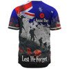 Australia Baseball Shirt - Custom Anzac Day Soldiers With Australia Flag Grunge Style