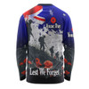 Australia Long Sleeve T-shirt - Custom Anzac Day Soldiers With Australia Flag Grunge Style