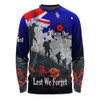 Australia Long Sleeve T-shirt - Custom Anzac Day Soldiers With Australia Flag Grunge Style