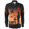Australia Long Sleeve Shirt Anzac Lest We Forget Sunset Soldiers Army