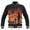 Australia Baseball Jacket Anzac Lest We Forget Sunset Soldiers Army