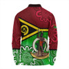 Vanuatu Long Sleeve Polo Shirt - Custom Vanuatu Seal With Aboriginal Patterns Style