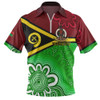 Vanuatu Zip Polo Shirt - Custom Seal With Aboriginal Patterns Style