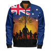 Australia Bomber Jacket Anzac Flag With Soldiers Sunset