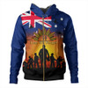 Australia Hoodie Anzac Flag With Soldiers Sunset