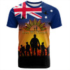 Australia T-Shirt Anzac Flag With Soldiers Sunset
