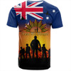 Australia T-Shirt Anzac Flag With Soldiers Sunset