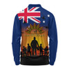 Australia Long Sleeve Polo Shirt Anzac Flag With Soldiers Sunset