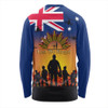 Australia Long Sleeve T-shirt Anzac Flag With Soldiers Sunset