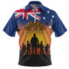 Australia Zip Polo Shirt Anzac Flag With Soldiers Sunset